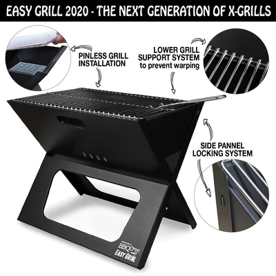 BBQCroc Compacting Portable 19 Inch Steel Barbecue Cooking Grill with Travel Bag