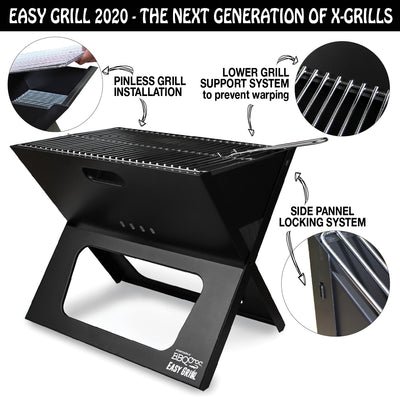BBQCroc Compacting 19 Inch Steel Barbecue Cooking Grill with Travel Bag (Used)