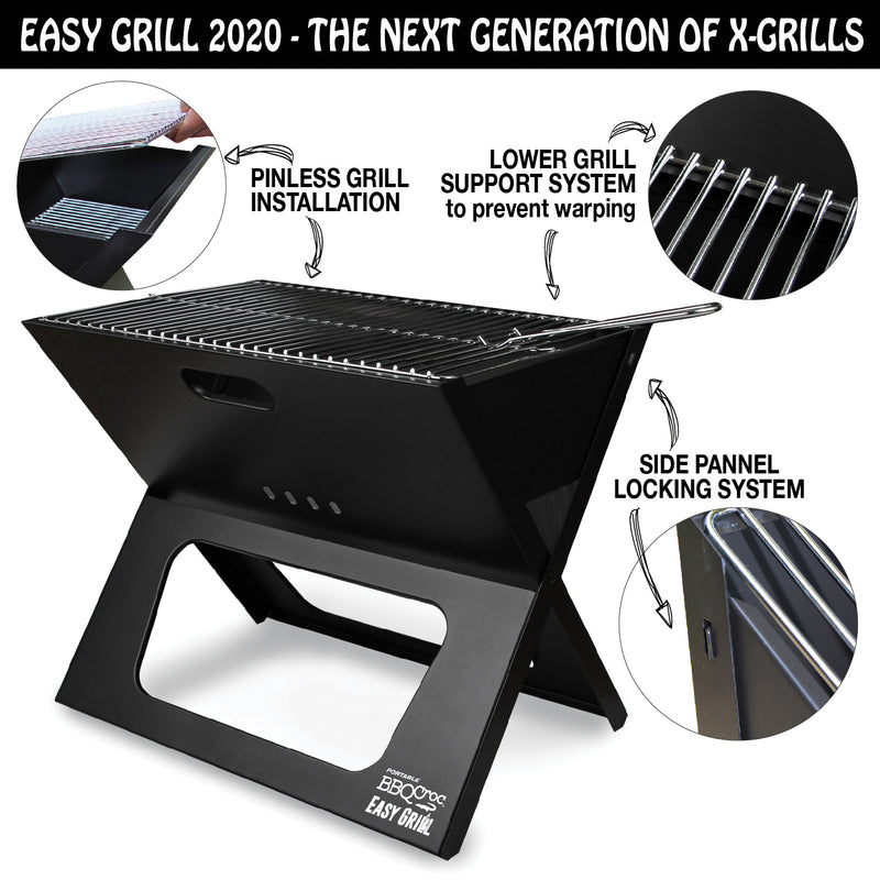 BBQCroc Portable 19 In Steel Barbecue Cooking Grill with Travel Bag (For Parts)