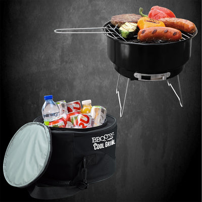 BBQCroc 89932 Portable Steel Cooking Grill with Insulated Cooler Storage, Black