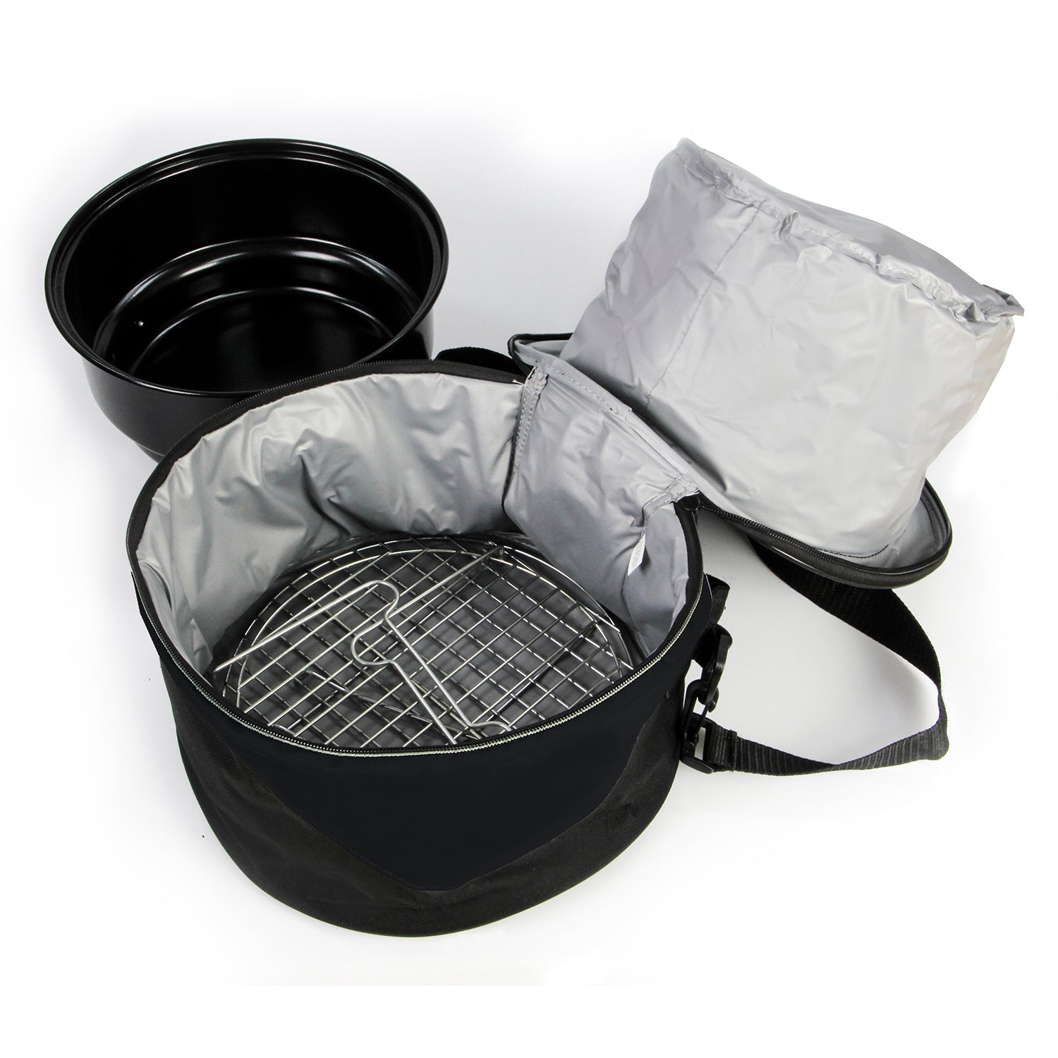 BBQCroc 89932 Portable Steel Cooking Grill with Insulated Cooler Storage, Black