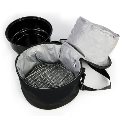 BBQCroc 89932 Portable Steel Cooking Grill with Insulated Cooler Storage, Black