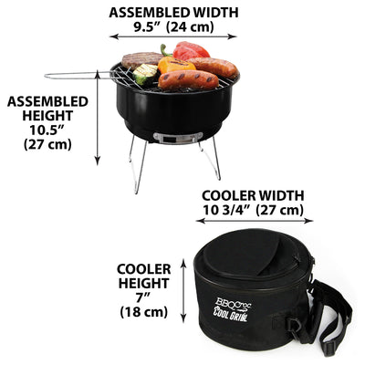 BBQCroc 89932 Portable Steel Cooking Grill with Insulated Cooler Storage, Black