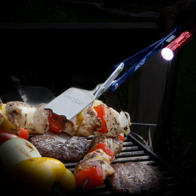 BBQ Croc 18 Inch Cooking & Grilling Multi Tool w/ Tongs, Scraper, & Flashlight