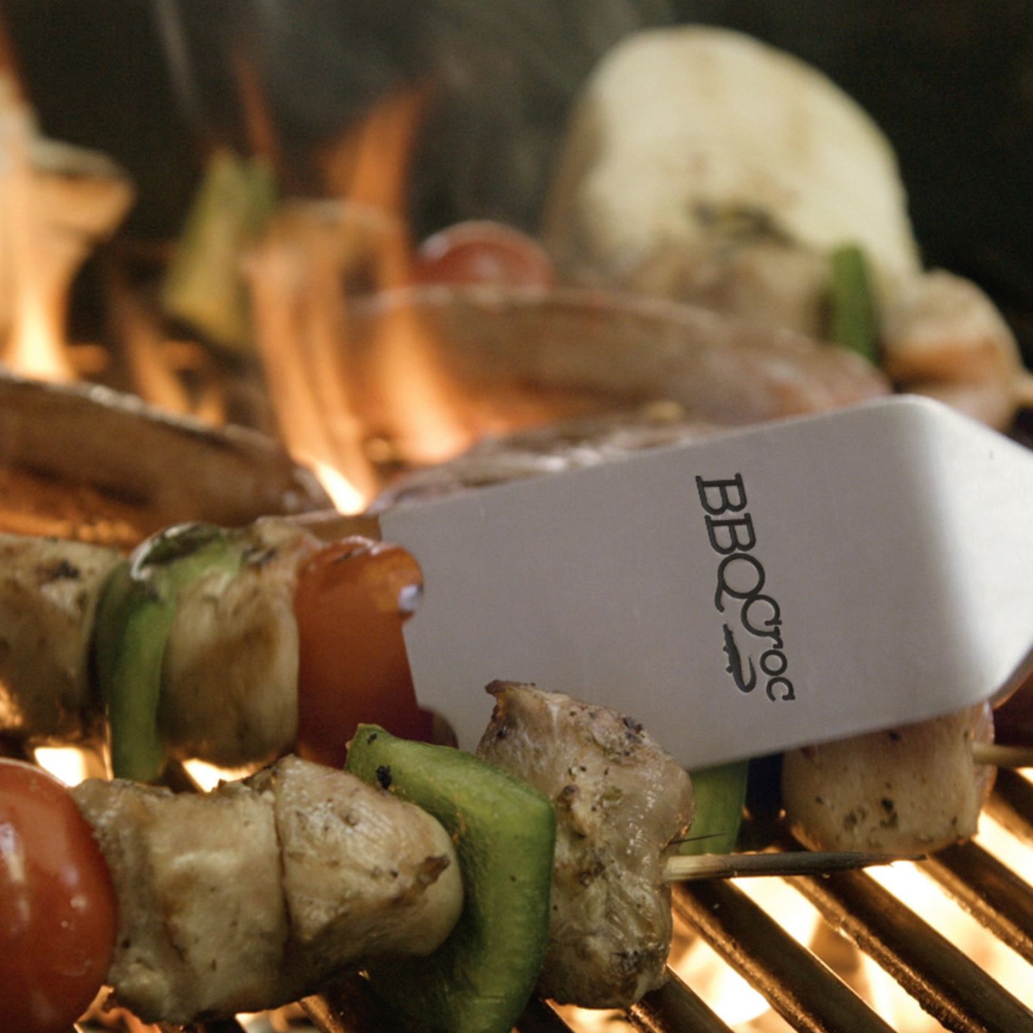 BBQ Croc 15 Inch Cooking & Grilling Multi Tool w/ Tongs, Scraper, & Flashlight