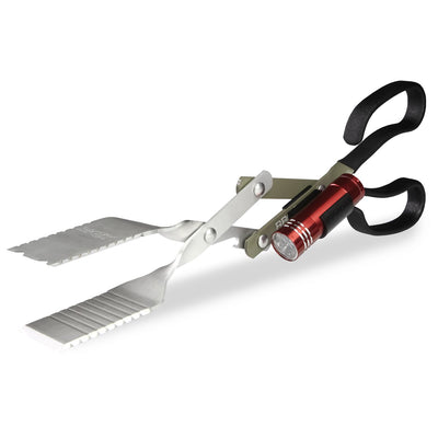 BBQ Croc 15 Inch Cooking & Grilling Multi Tool w/ Tongs, Scraper, & Flashlight