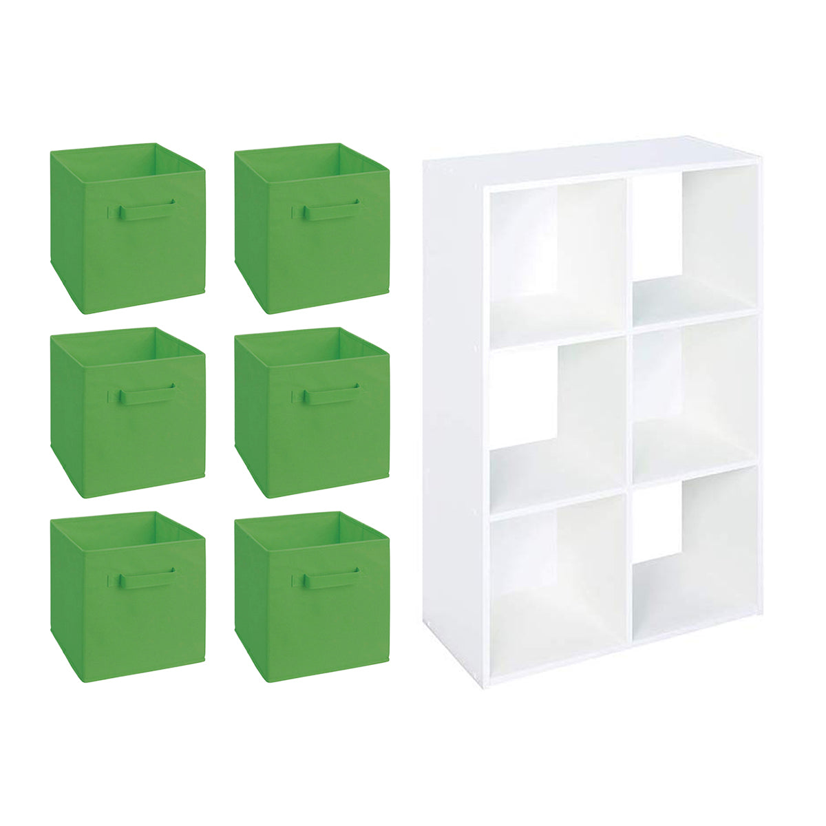 Closetmaid White Home 6 Cube Cubical Storage Organizer with Fabric Bins (6 Pack) - VMInnovations