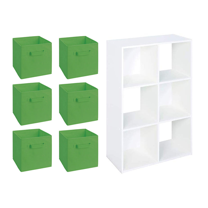 Closetmaid White Home 6 Cube Cubical Storage Organizer with Fabric Bins (6 Pack)