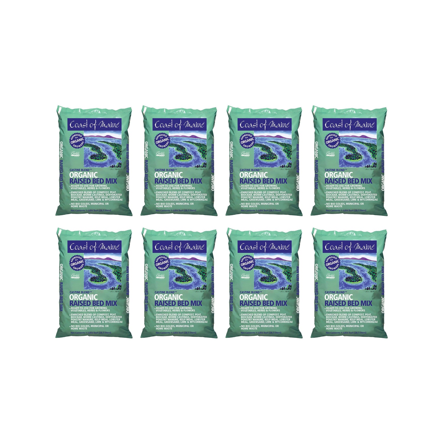 Coast of Maine Castine Blend Raised Bed Gardening Soil Mix, 1 Cu Ft (8 Pack) - VMInnovations