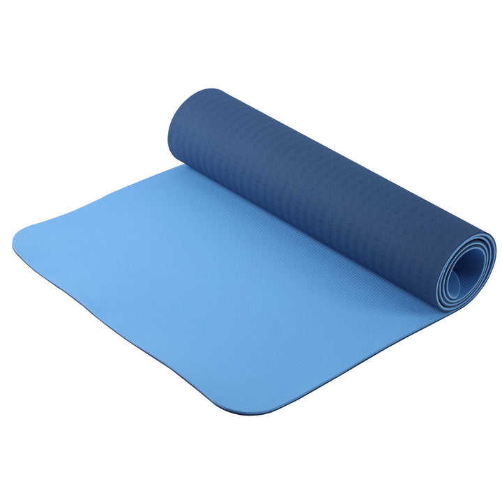 HolaHatha 72 x 24" Double Sided 0.25" Thick Non Slip Home Workout Yoga Mat, Blue