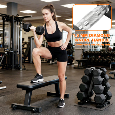 BalanceFrom Dumbbell Set with Stand, Rubber Encased Home Gym Hand Weights, 140lb