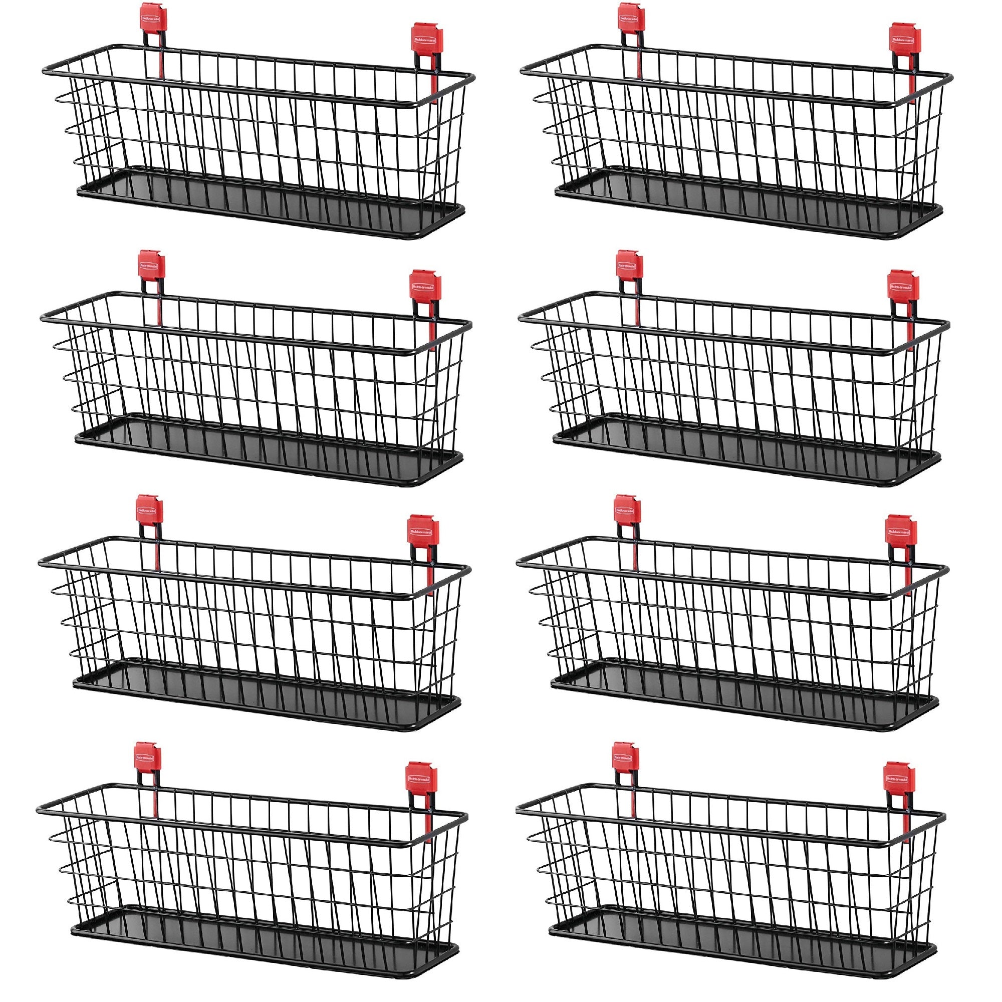 Rubbermaid Wall Mounted Storage Shed Small Wire Basket Tool Organizer (8 Pack) - VMInnovations