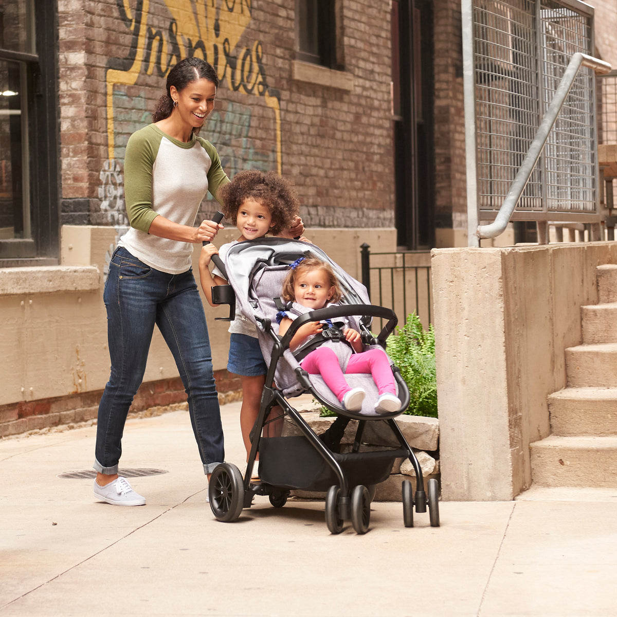 Evenflo Versatile Sibby Travel System w/LiteMax 35 Infant Car Seat, Mineral Gray