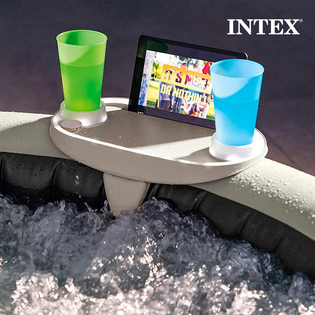 Intex PureSpa Plus Portable Inflatable Hot Tub Jet Spa w/ Phone Tray Accessory