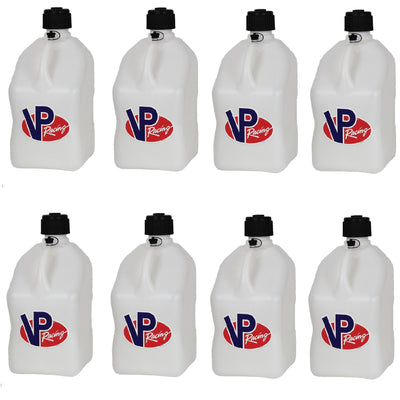 VP Racing Motorsport 5.5 Gal Square Plastic Utility Jugs, White (8 Pack)