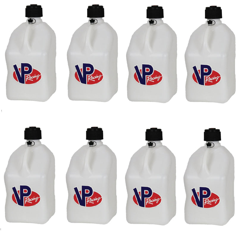 VP Racing Motorsport 5.5 Gal Square Plastic Utility Jugs, White (8 Pack)