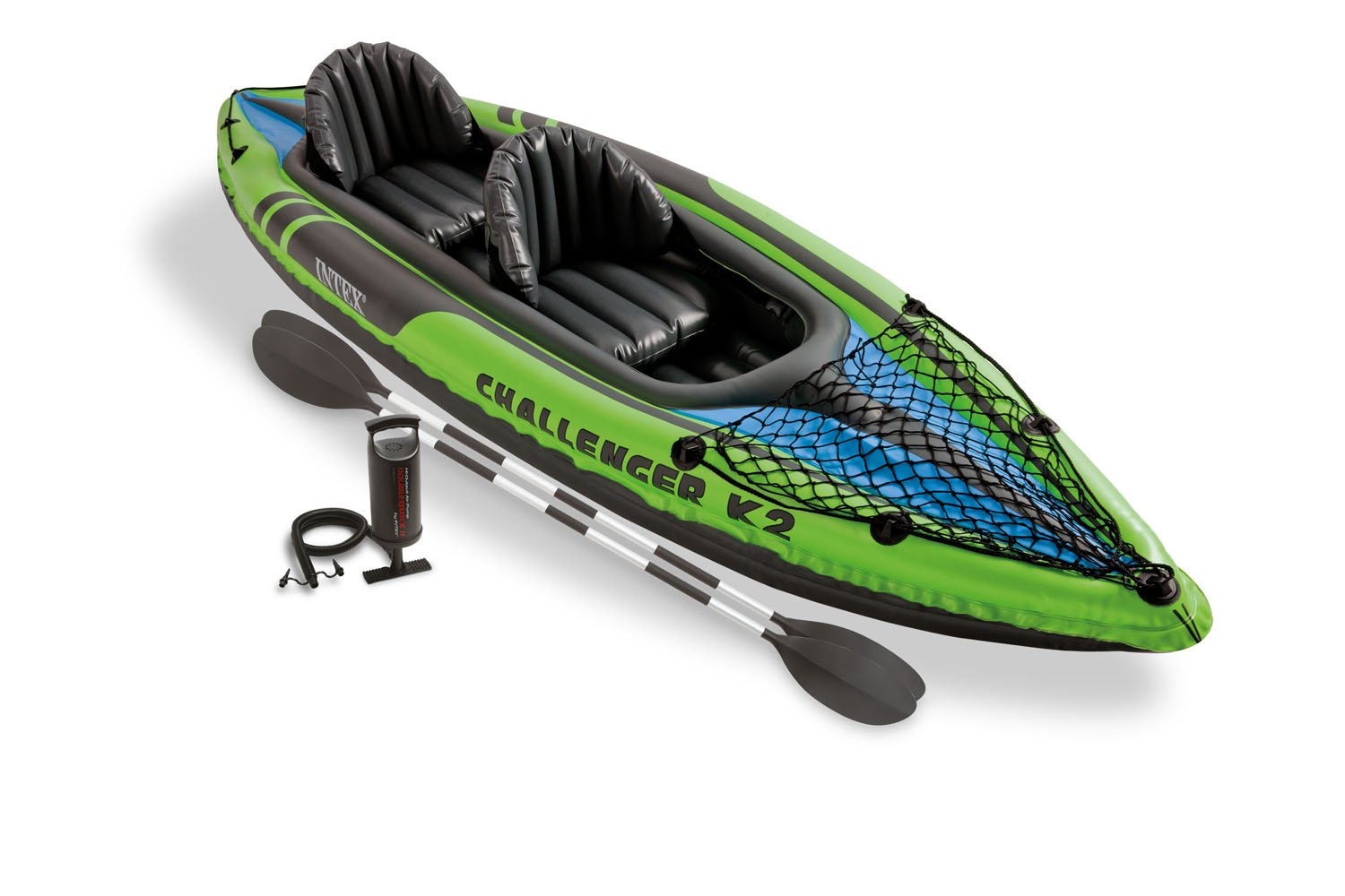 Intex Inflatable Explorer K2 Kayak Set, Yellow & Challenger K2 Kayak Set, Green
