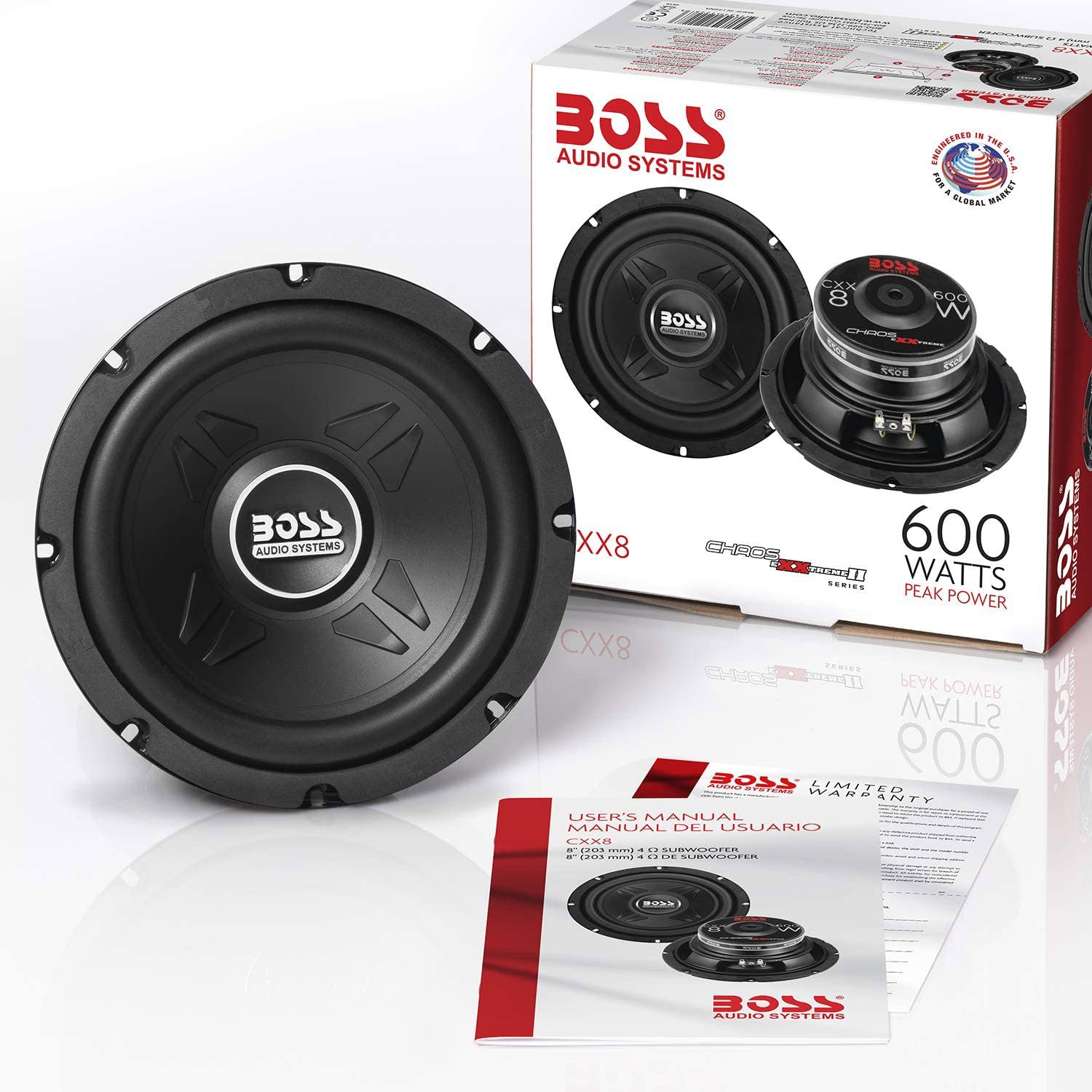 BOSS Audio Systems 600-Watt 8-Inch Car Subwoofer Audio Speaker, Single (4 Pack)