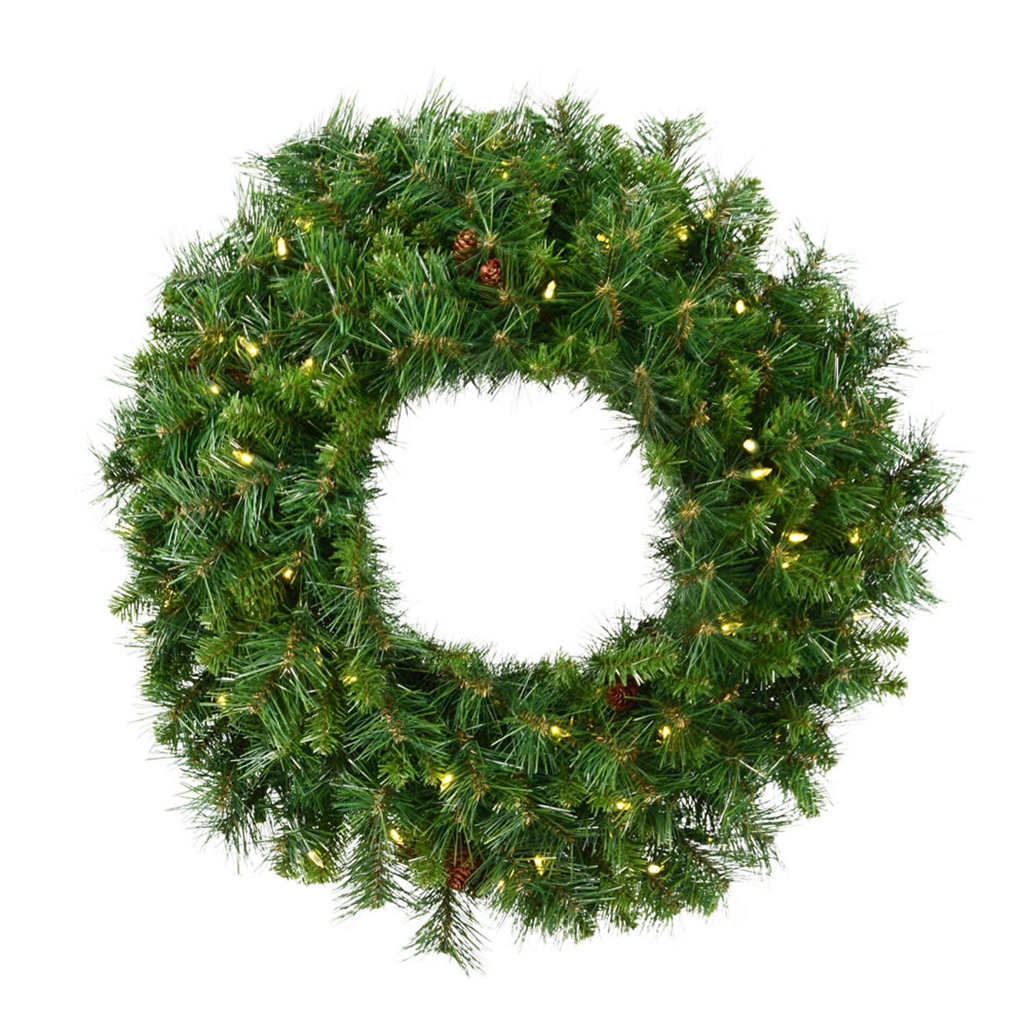 Vickerman 48" Cheyenne Pine Holiday Wreath Decoration with LED Lights (Open Box) - VMInnovations
