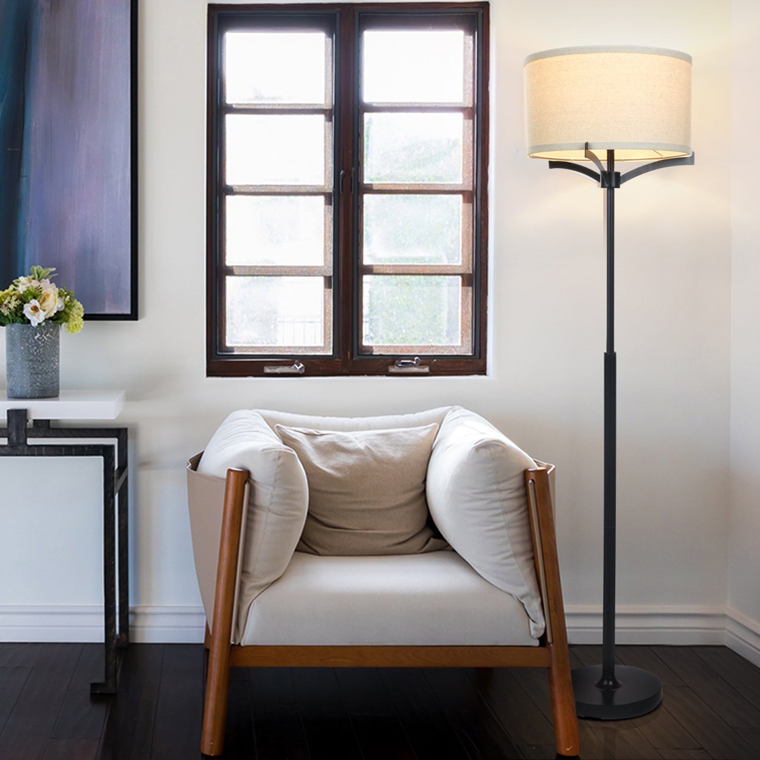 Brightech Elijah Mid Century 62" Tall Home LED Floor Lamp, Black (For Parts)