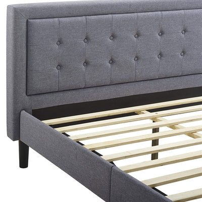 Classic Brands Mornington Tufted Upholstery Platform Bed Frame, King, Light Grey