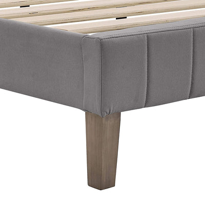 Classic Brands Chicago Tufted Upholstered Platform Bed Frame, Queen, Light Grey