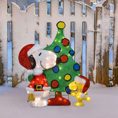ProductWorks Peanuts 32" Snoopy and Woodstock Pre Lit Yard Decoration (Open Box) - VMInnovations