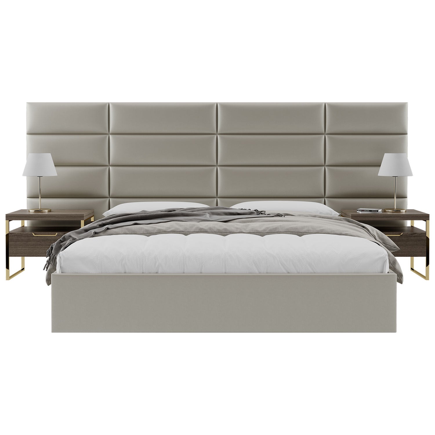Vant 30 x 46 Inch Floating Upholstered Wall Panels, Metallic Champagne (4 Pack)