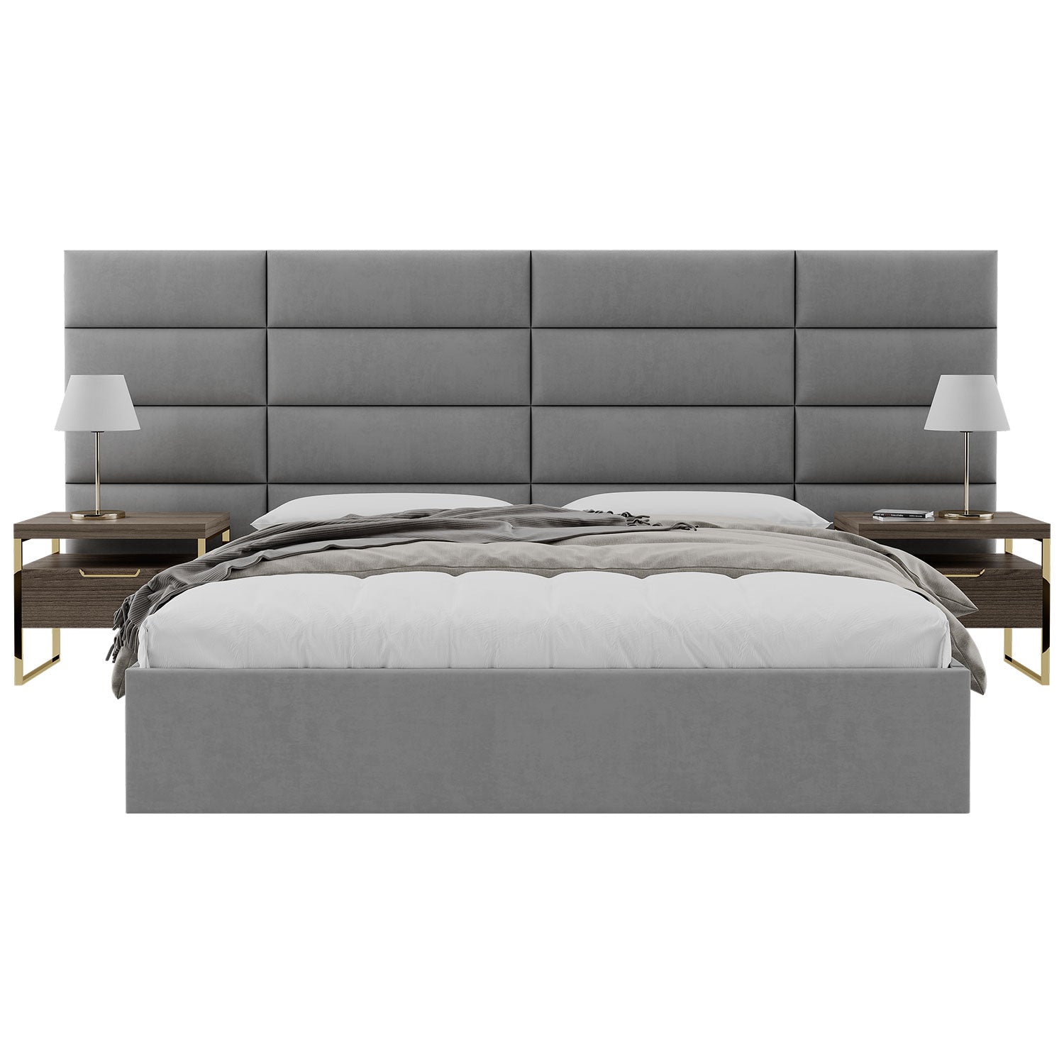 Vant 39 x 46 Inch Upholstered Wall Panels, Micro Suede Charcoal Grey (4 Pack)