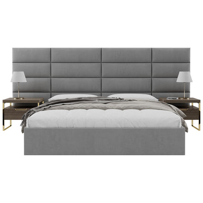 Vant 39 x 46 Inch Upholstered Wall Panels, Micro Suede Charcoal Grey (4 Pack)