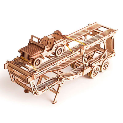 Wood Trick Car Trailer 3D Wooden Puzzle 229 Piece Adult and Kids STEM Model Kit