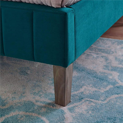 Classic Brands Chicago Modern Tufted Upholstered Platform Bed Frame, Full, Teal