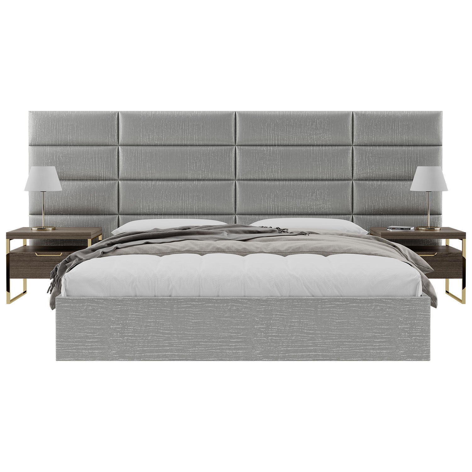 Vant 30 x 46 Inch Floating Upholstered Wall Panels, Metallic Silver (4 Pack)