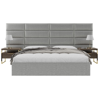 Vant 30 x 46 Inch Floating Upholstered Wall Panels, Metallic Silver (4 Pack)