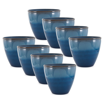 Suncast Seneca 16' Ombre Decorative Durable Resin Planter, Blue &Brown (8 Pack)