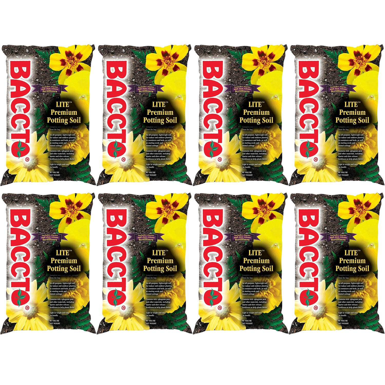 Michigan Peat 1420 Baccto Lite Premium Potting Soil, 20 Quart Bag (8 Pack) - VMInnovations