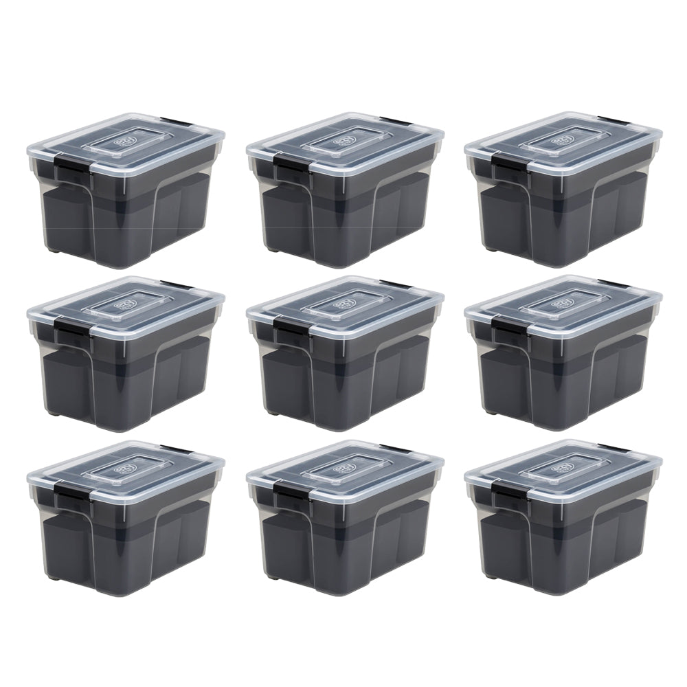Ezy Storage Sort It 8 Quart Plastic Container with Removable Tray Cups (9 Pack) - VMInnovations