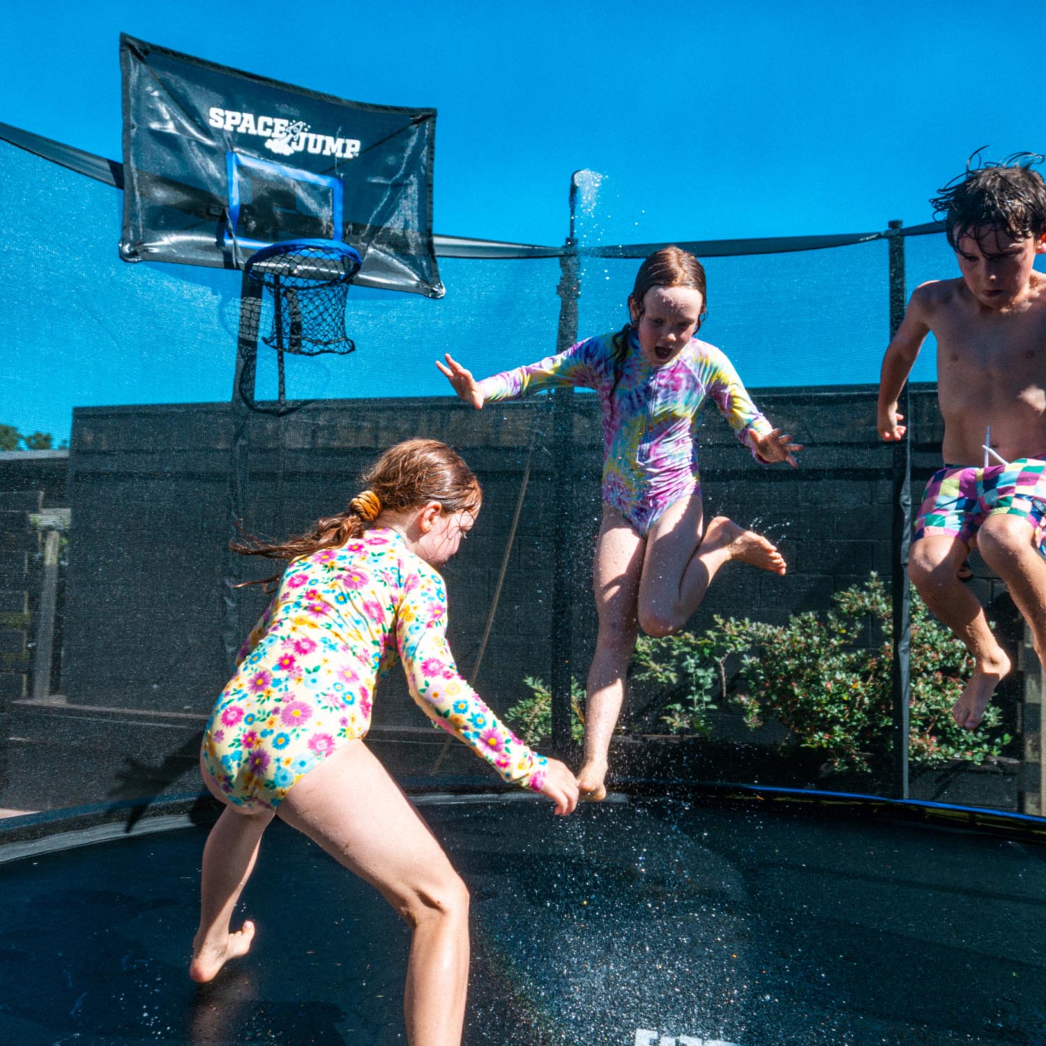 SpaceJump Nova 12 Ft Trampoline, Outdoor Bounce Pad with Safety Net, Blue/Black