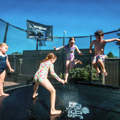 SpaceJump Astro 15 Ft Trampoline, Round Outdoor Bounce Pad w/ Safety Net, Black - VMInnovations