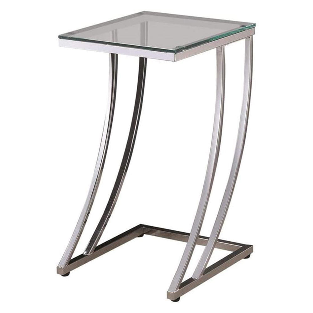 Coaster Home Furnishings Rectangular Glass Top Side Table, Chrome (Open Box) - VMInnovations