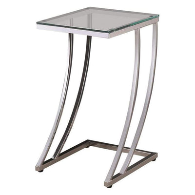 Coaster Home Furnishings Rectangular Glass Top Side Table, Chrome (Open Box) - VMInnovations