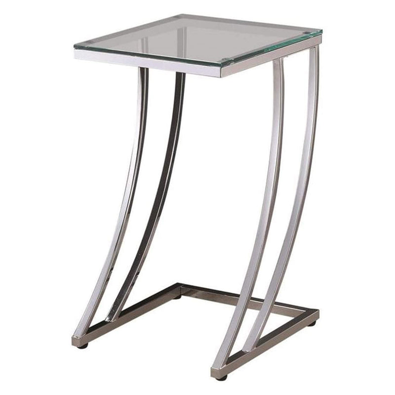 Coaster Home Furnishings Rectangular Glass Top Side Table, Chrome (Open Box)