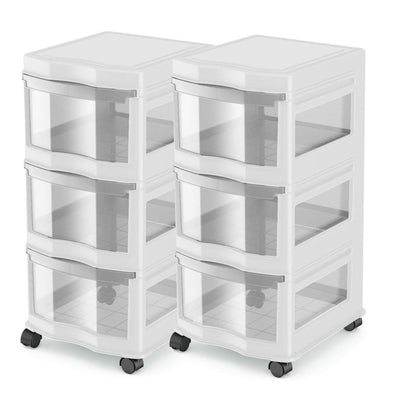 Life Story Classic 3 Shelf Storage Organizer Plastic Drawers, White (2 Pack)