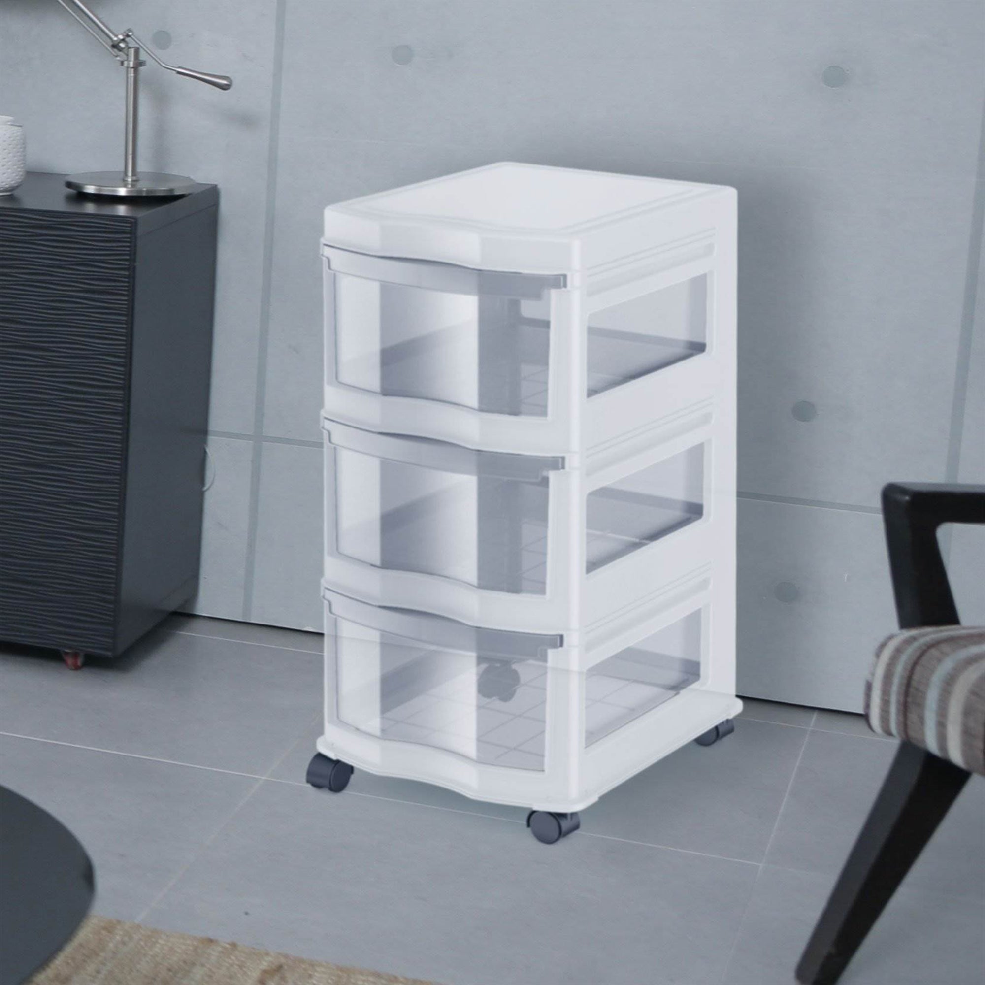 Life Story Classic 3 Shelf Storage Organizer Plastic Drawers, White (2 Pack)
