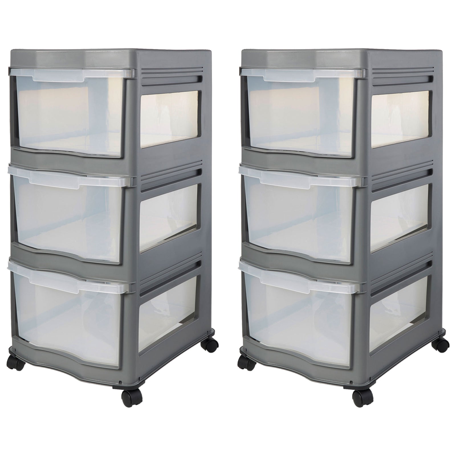 Life Story Classic 3 Shelf Storage Organizer Plastic Drawers, Gray (2 Pack) - VMInnovations