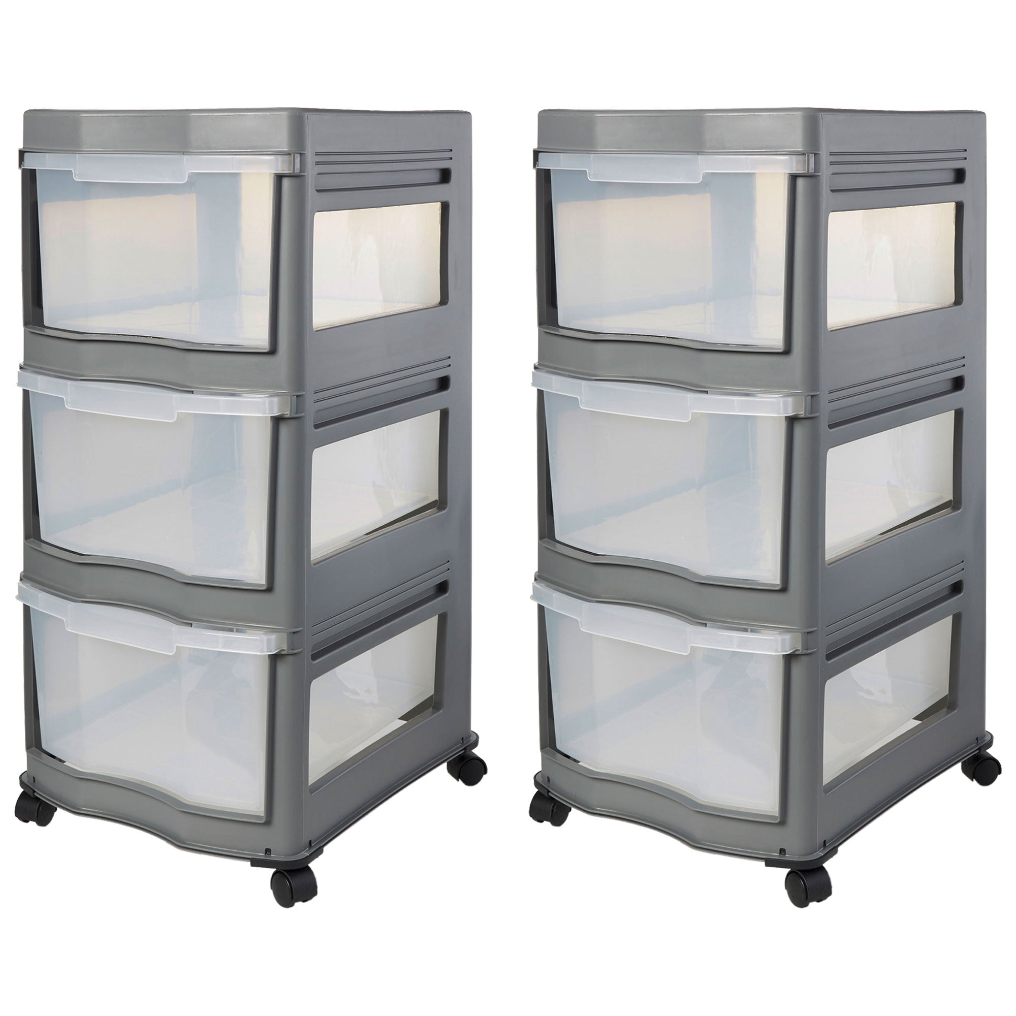 Life Story Classic 3 Shelf Storage Organizer Plastic Drawers, Gray (2 Pack) - VMInnovations
