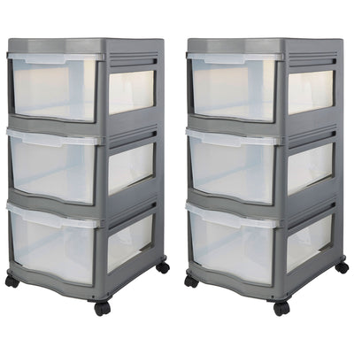 Life Story Classic 3 Shelf Storage Organizer Plastic Drawers, Gray (2 Pack) - VMInnovations