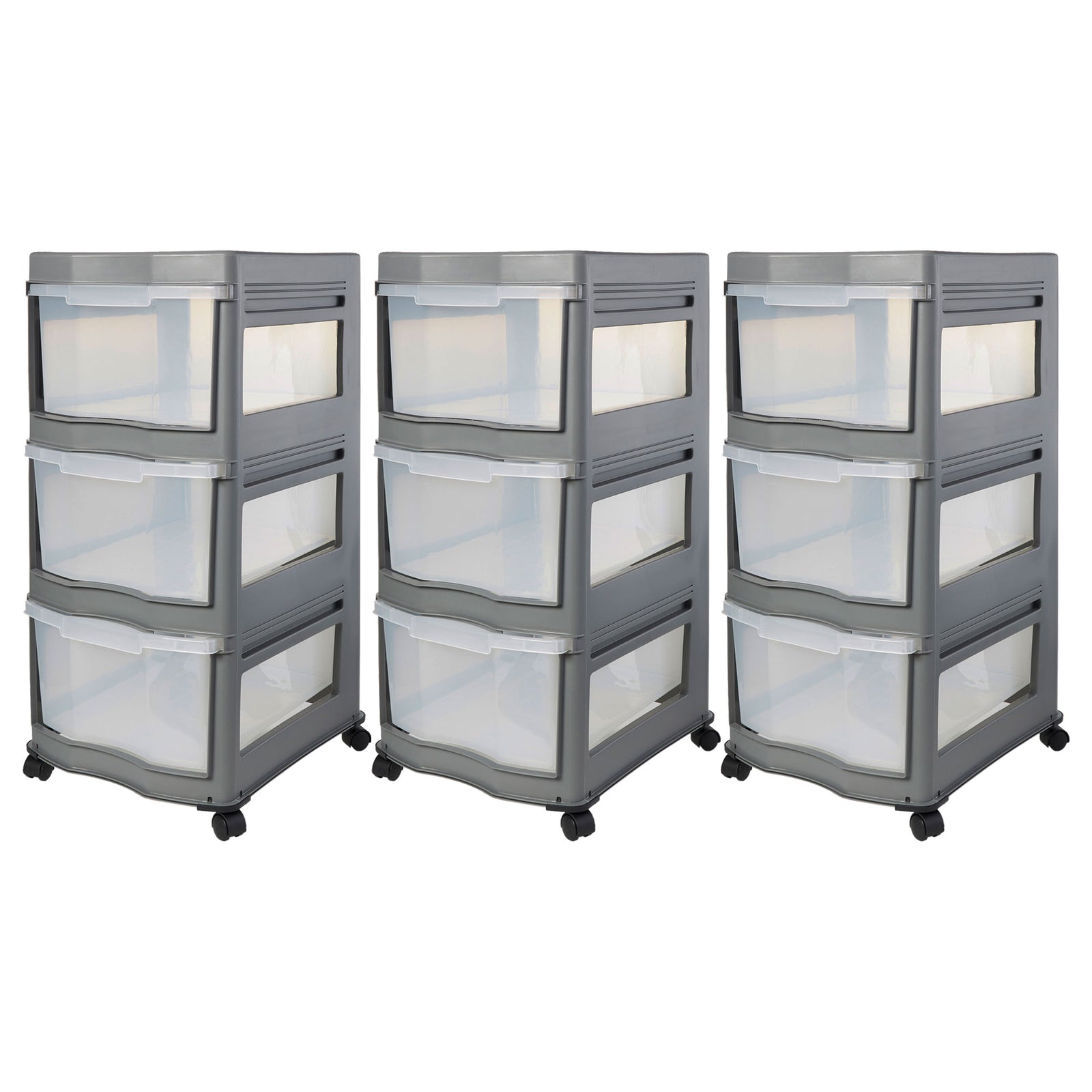 Life Story Classic 3 Shelf Storage Organizer Plastic Drawers, Gray (3 Pack) - VMInnovations