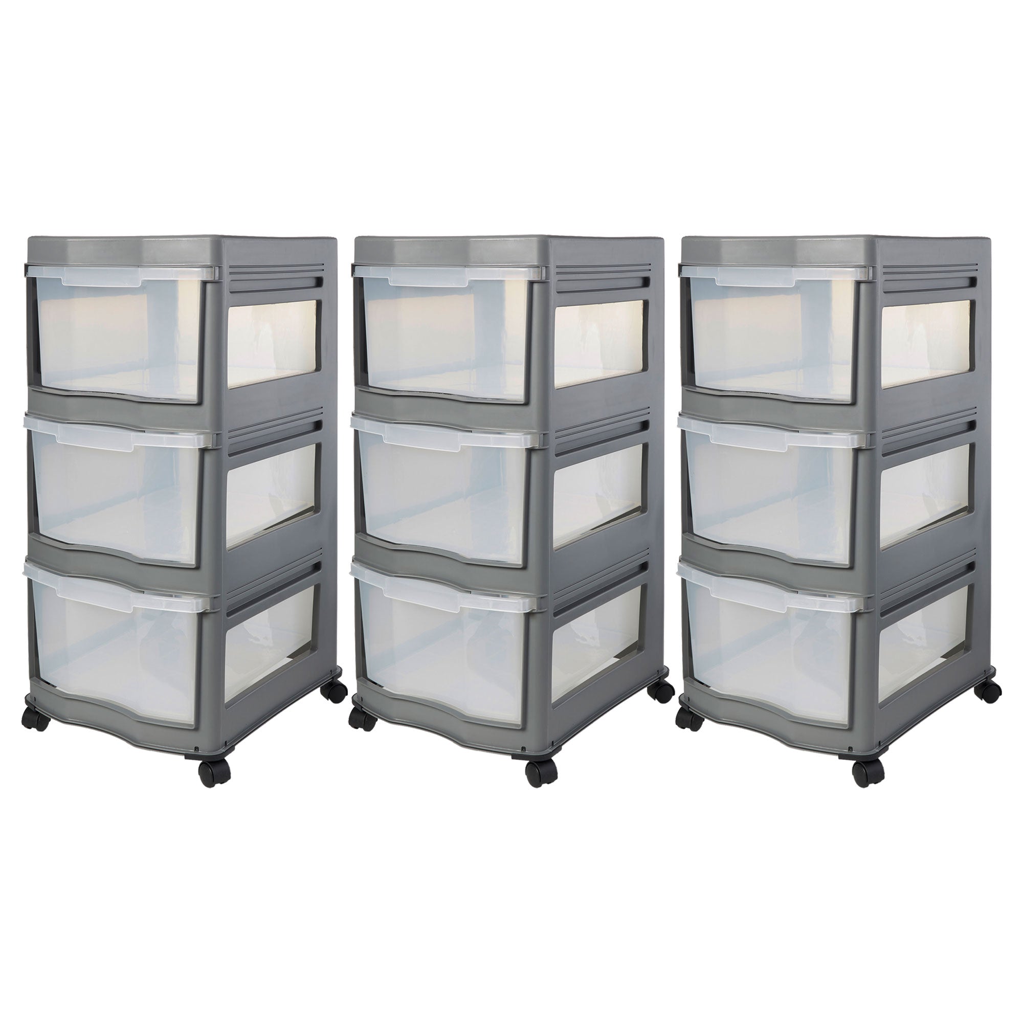 Life Story Classic 3 Shelf Storage Organizer Plastic Drawers, Gray (3 Pack) - VMInnovations