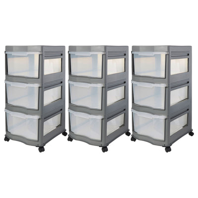 Life Story Classic 3 Shelf Storage Organizer Plastic Drawers, Gray (3 Pack) - VMInnovations
